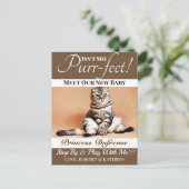 Carte Postale "Purr-fect" Nouveau Faire-part Chat Brown (Debout devant)