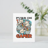 Carte Postale Purr On Gamer - Conception de jeu vidéo avec un ch (Debout devant)