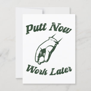 Carte Postale Putt Now Work Plus Tard Drôle Dons Golf