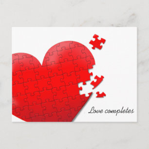 carte postale puzzle coeur amour