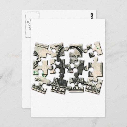Carte Postale Puzzle Dollar (Devant / Derrière)