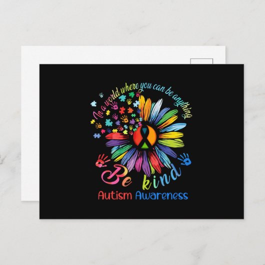 Carte Postale Puzzle Sunflower Be Kind Autism Awareness Support (Devant / Derrière)