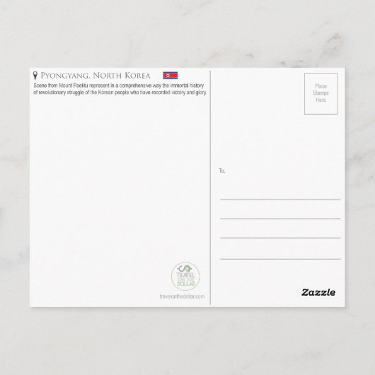 Carte postale Pyongyang, Corée du Nord (Dos)