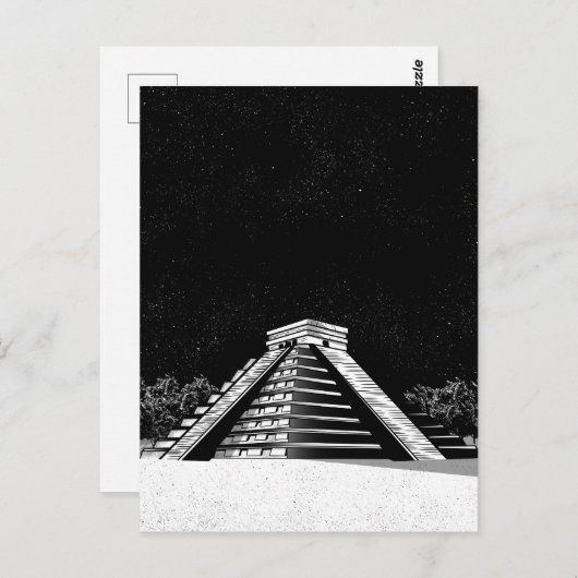 Carte Postale Pyramide Chichen Itza et nuit (Devant / Derrière)