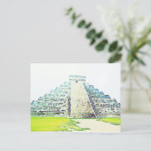 Carte Postale Pyramide De Chichen Itza Aquarelle Design (Debout devant)