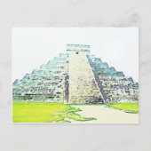 Carte Postale Pyramide De Chichen Itza Aquarelle Design (Devant)