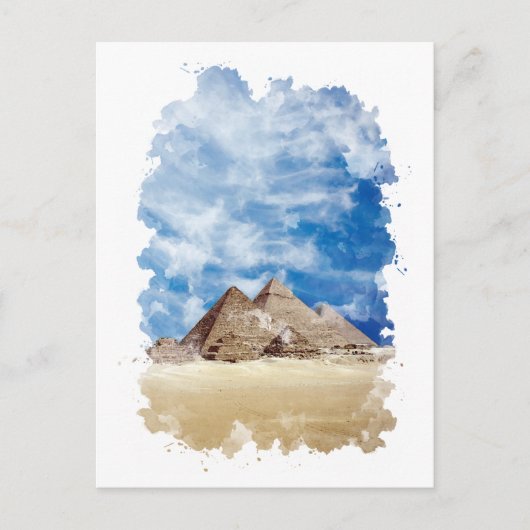 Carte Postale Pyramide de Gizeh Egypte aquarelle Art (Devant)