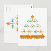 Carte Postale Pyramide des sapins de Noël faite de bonhommes de (Devant / Derrière)