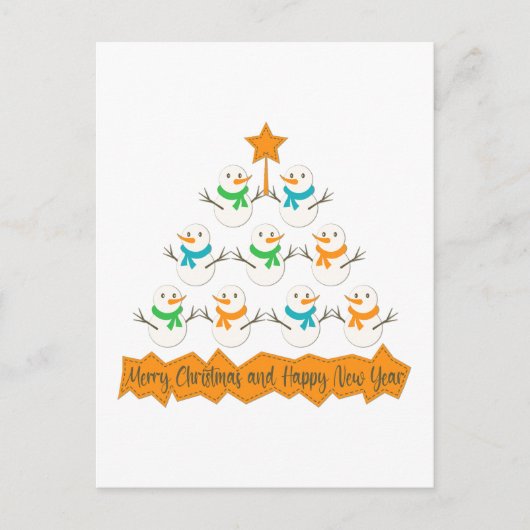 Carte Postale Pyramide des sapins de Noël faite de bonhommes de (Devant)