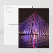 Carte Postale Pyramide du Louvre de nuit : Paris Réflexions (Devant / Derrière)