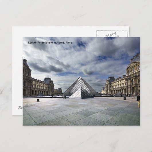 Carte Postale Pyramide du Louvre et Musée à Paris. (Devant / Derrière)