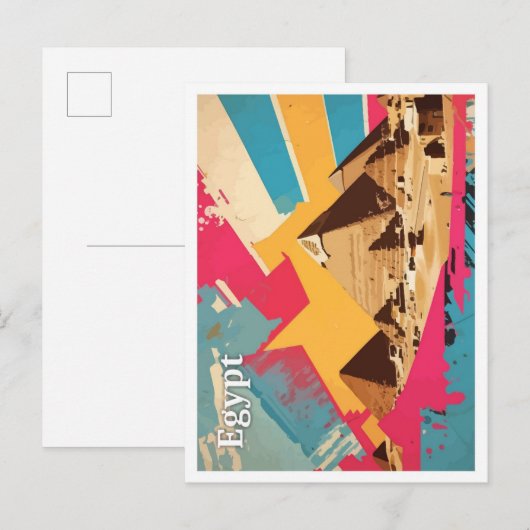 Carte Postale Pyramide Egypte Pop Art Illustration de voyage (Devant / Derrière)