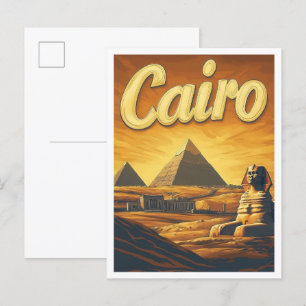 Carte Postale Pyramide Le Caire Egypte Illustration Vintage voya