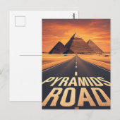 Carte Postale Pyramides de feu route Égypte désert art (Devant / Derrière)