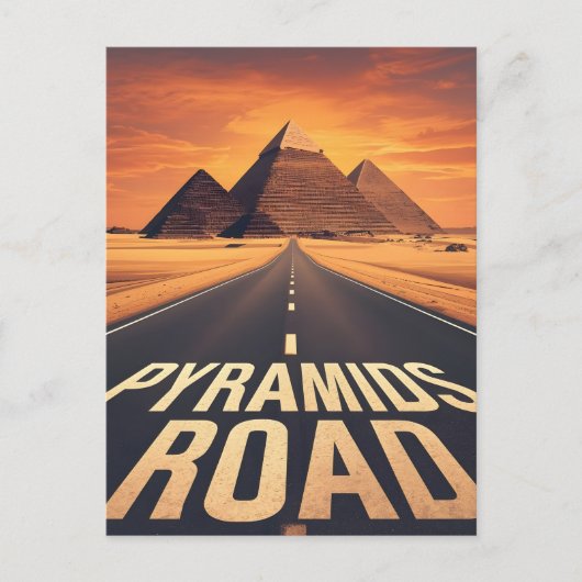 Carte Postale Pyramides de feu route Égypte désert art (Devant)
