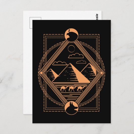Carte Postale Pyramides égyptiennes Camions Anubis Horus Géométr (Devant / Derrière)