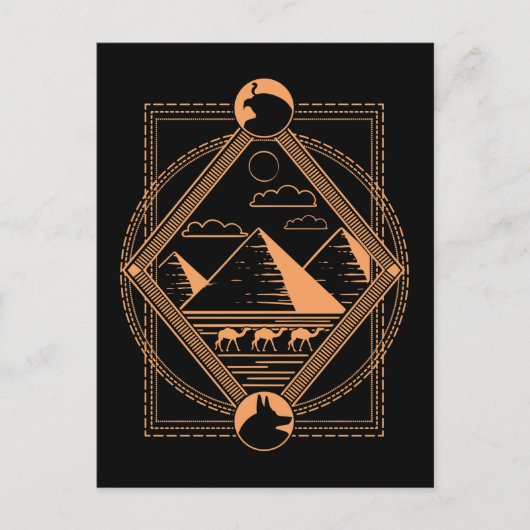 Carte Postale Pyramides égyptiennes Camions Anubis Horus Géométr (Devant)