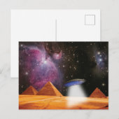 Carte Postale Pyramides égyptiennes Gizeh rencontre espace et OV (Devant / Derrière)