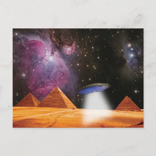 Carte Postale Pyramides égyptiennes Gizeh rencontre espace et OV (Devant)
