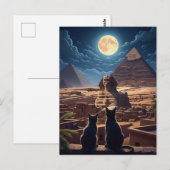 Carte Postale Pyramides sphinx égyptiennes de chats de Gizeh (Devant / Derrière)