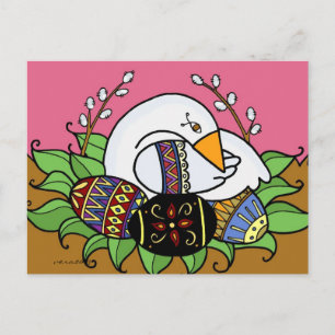 Carte Postale Pysanky et Goose Ukrainian Folk Art