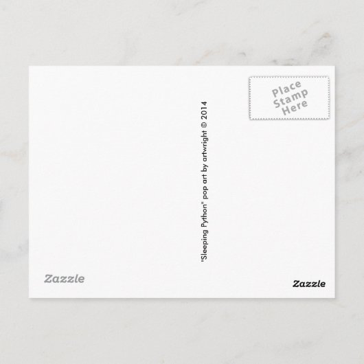 Carte postale Python Pop Art Sleeping (Bleu) (Dos)