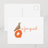 Carte Postale Q Est Pour Quail (Devant / Derrière)
