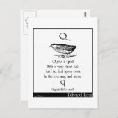 Carte Postale Q était une caille (Devant / Derrière)