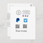 Carte Postale Q R code PayPal venmo scanner payer ajouter médias (Devant / Derrière)