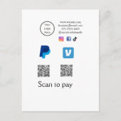 Carte Postale Q R code PayPal venmo scanner payer ajouter médias (Devant)