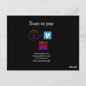 Carte Postale Q R code venmo scanner pour payer ajouter le logo (Dos)