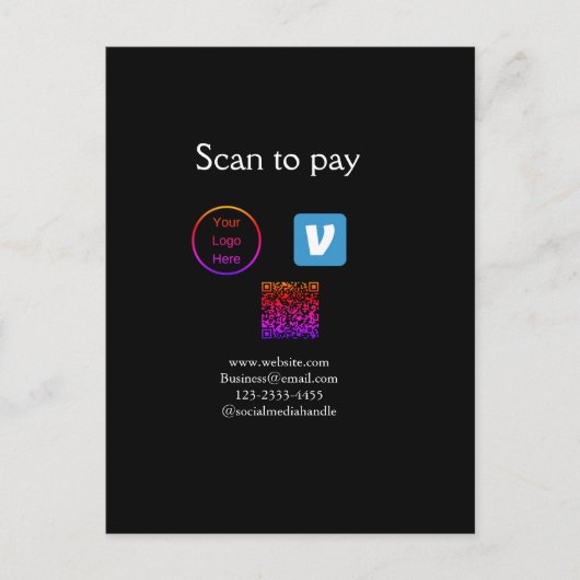 Carte Postale Q R code venmo scanner pour payer ajouter le logo (Devant)