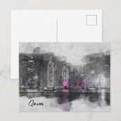 Carte postale Qatar Night Watercolor - Fêtes Arabe (Devant / Derrière)