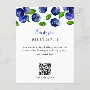 Carte Postale QR Code Berry premier anniversaire Blueberry Merci