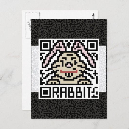 Carte Postale QR Code du lapin (Devant / Derrière)