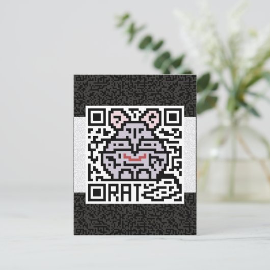 Carte Postale QR Code du rat (Debout devant)