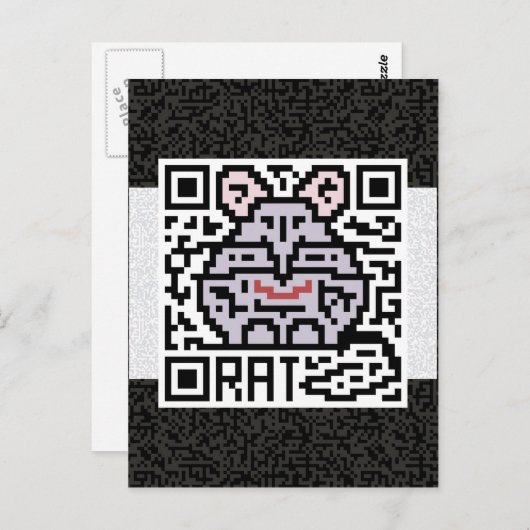Carte Postale QR Code du rat (Devant / Derrière)