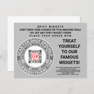 Carte Postale QR Code Grey Cool marketing d'entreprise Publicité
