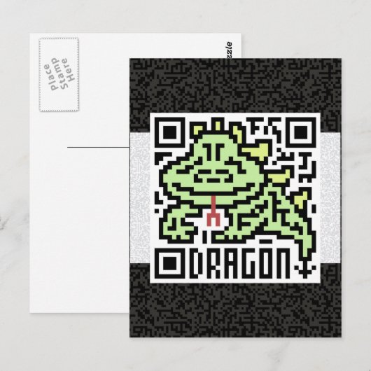 Carte Postale QR Code le dragon (Devant / Derrière)