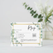 Carte Postale QR CODE RSVP Eucalyptus Feuille Mariage vert Po (Debout devant)