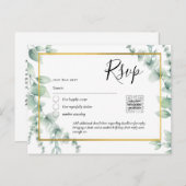 Carte Postale QR CODE RSVP Eucalyptus Feuille Mariage vert Po (Devant / Derrière)