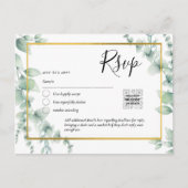 Carte Postale QR CODE RSVP Eucalyptus Feuille Mariage vert Po (Devant)