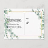 Carte Postale QR CODE RSVP Eucalyptus Feuille Mariage vert Po (Dos)