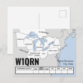 Carte Postale QSL Card Great Lakes Map (Devant / Derrière)