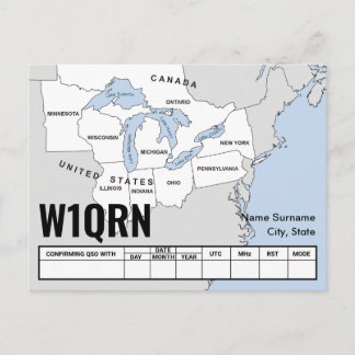 Carte Postale QSL Card Great Lakes Map