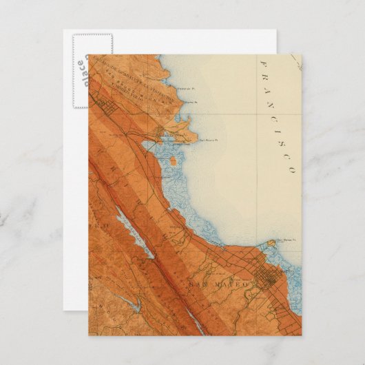 Carte Postale quadrangle San Mateo montrant l'intensité, les fai (Devant / Derrière)