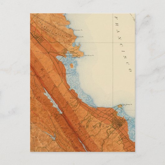 Carte Postale quadrangle San Mateo montrant l'intensité, les fai (Devant)