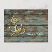 Carte Postale quai bois plage ancre nautique mariage merci (Devant)