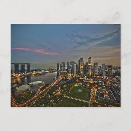 Carte Postale Quai des bateaux Panorama de la ville de Singapour (Devant)