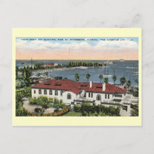 Carte Postale Quai municipal, St. Petersburg, Floride Vintage